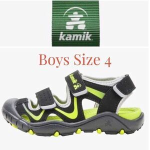 KAMIK - NWTIB - Youth Sz 36 (4) "Wander" Sandal in Black/Lime. Vegan & Washable!